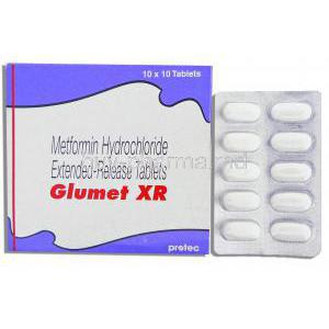 Glumet XR, Generic Glucophage,  Metformin Hcl   500 Mg Tablet (Protec)