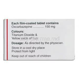 Generic  Trileptal, Oxcarbazepine Tablet box composition