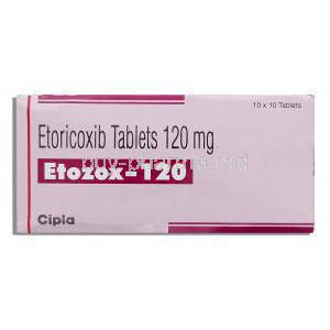 Etozox, Generic Arcoxia, Etoricoxib 120 mg box