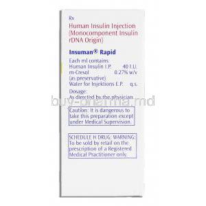 Insuman Rapid Injection composition