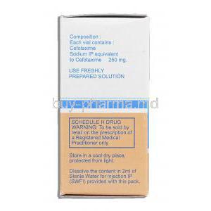 Taxim, Generic Claforan, Cefotaxime 250mg injection composition