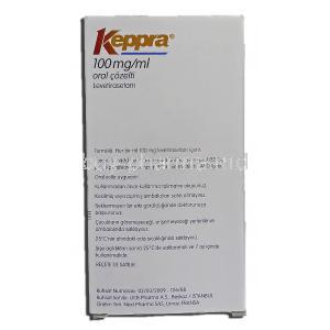 Keppra, levetiracetam, Oral Solution, 100mg per 1 ml x 300ml, UCB Pharma Manufacturer