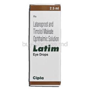 Latim, Generic Xalacom, Latanoprost 50 mcg, Timolol 5mg, Eye Drop, box