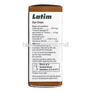 Latim, Generic Xalacom, Latanoprost 50 mcg, Timolol 5mg, Eye Drop, box contains