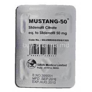 Mustang-50, Sildenafil Citrate 50mg Tablet Strip Manufacturer Sava Medica