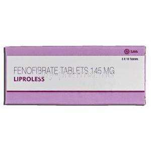 Liproless, Generic Tricor, Fenofibrate, 145 mg, Tablet, Box