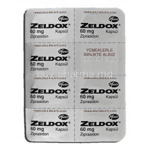 Zeldox, Ziprasidone, 60 mg, Strip description