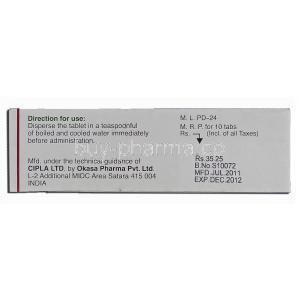 Ciprax-50 DT, Generic Suprax, Cefixime Dispersible, 50 mg, Cipla manufacturer