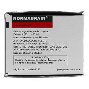 Normabrain, Generic Nootropyl, Piracetam 400mg, Box description