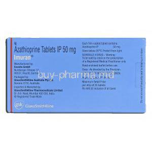 Imuran, Azathioprine, 50mg, Tablet, Box description