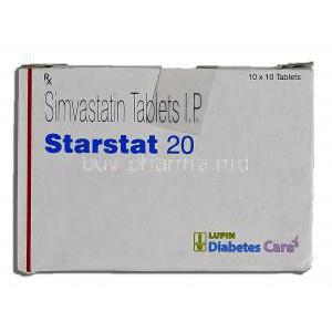 Starstat 20, Generic Zocor, Simvastatin 20mg Box