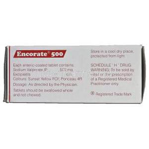 Encorate 500, Generic Depakote, Generic Epilim, Sodium Valproate, 500mg, Box description