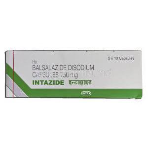 Intazide, Generic Colazal, Balsalazide Disodium, 750mg, Box