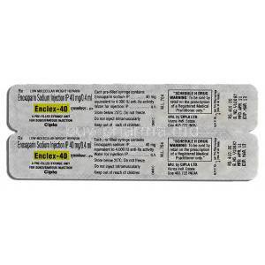 Enclex-40, Enoxaparin Sodium Injection IP 40mg 0.4ml, Syringe description
