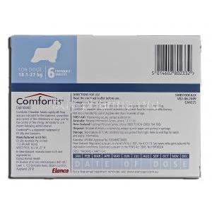 Comfortis, spinosad, 810 mg, Chewable Tablets for Dogs, 18.1 - 27 kg, Box description