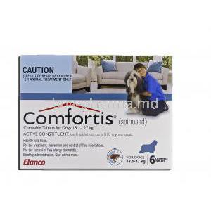 Comfortis, spinosad, 810 mg, Chewable Tablets for Dogs, 18.1 - 27 kg, Box