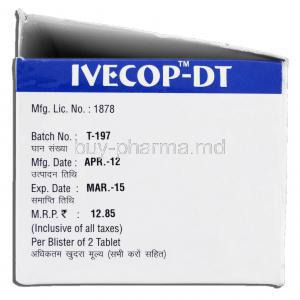 Ivecop-DT, Generic Stromectol, Ivermectin Dispersible 3mg, Box Expiry Date