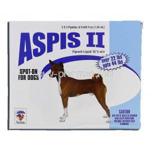 Aspis II, Generic Frontline, Fipronil Liquid  1.34ml x 9.7% for Dog 22 to 44 Lbs Spot On Box