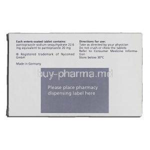 Somac 20, Pantoprazole 20mg, Box description