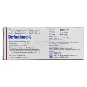 Defnalone-6, Generic Calcort, Deflazacort 6mg, Box description