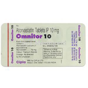 Omnitor, Generic Lipitor, Atorvastatin, 10 mg, Strip Description