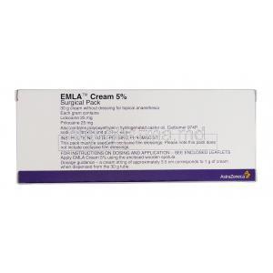 Emla 5% 30g Cream, Brand Emla, Lidocaine 25 mg Prilocaine 25 mg, Box Description