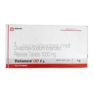 Valance OD 1g, Geneiric Depakote, Divalproex Sodium ER, 1000 mg, Box