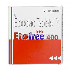 Etofree, Generic Lodine, Etodolac, 400 mg, Box
