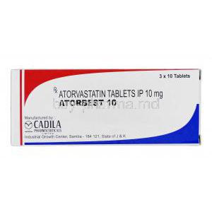Atorbest 10, Generic Lipitor, Atorvastatin, 10 mg, Box