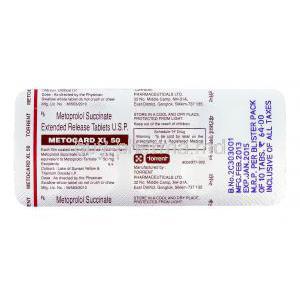 Metocard XL, Generic  Lopressor Toprol XL, Metoprolol Succinate  XR 50mg blister pack information