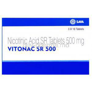 Vitonac SR, Generic Niaspan, Nicotinic Acid SR  500mg box
