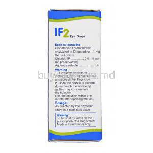 IF-2, Generic Patanol,   Olopatadine Hydrochloride 0.1% W/v 5 Ml Ophthalmic Solution Eye Drops (Cipla) Box Composition