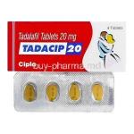 Tadacip, Tadalafil 20mg box and tablets