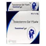 Testoheal Gel, Testosterone,Healing Pharma India,5g per box and 5g X 10q'ty, Box front view
