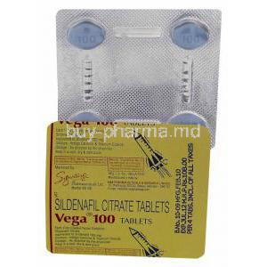 Vega, Sildenafil Citrate 100mg Tablet Strip Information