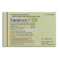 Exermet P530, Pioglitazone 30 mg/ XR Metformin 500 mg  composition