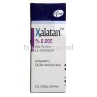 Xalatan, Latanoprost, Eye Drop, 0.005 % x 2.5ml, Pfizer manufacturer