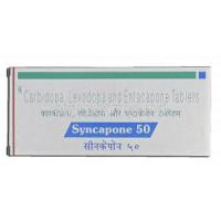Syncapone 50, Generic Stalevo, Carbidopa, 12.5mg, Levodopa, 50mg, Entacapone, 200 mg, Box