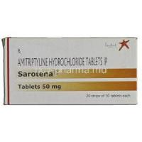 Sarotena, Generic Elavil, Amitriptyline Hydrochloride, 50 mg, Box