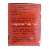 Lansocap, Generic Prevacid, Lansoprazole Sustained Release, 30 mg, Box description