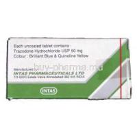 Trazonil 50, Generic Desyrel, Trazodone Hydrochloride 50mg, Box description