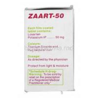 Zaart-50, Generic Cozaar, Losartan Potassium 50 mg, Box Description