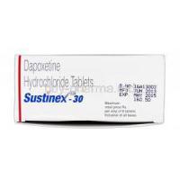 Sustinex-30, Generic Priligy, Dapoxetine HCL, 30 mg, Box (2)