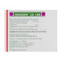 Angizem CD 180, Generic Cardizem XL, Diltiazem Hydrochloride 180mg Extended Release Box Information