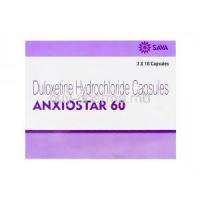 Anxiostar 60, Generic Cymbalta, Duloxetine 60mg Box
