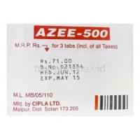 Azee-500, Generic Zithromax, Azithromycin 500mg Box Cipla Manufacturer