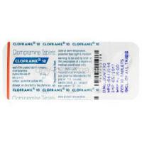 Clofranil 10, Generic Anafranil, Clomipramine Hydrochloride 10mg Tablet Strip Information