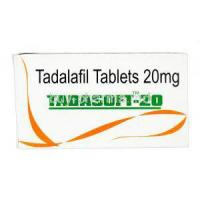 Tadasoft, Generic Cialis, Tadalafil 20 soft Tablet box front