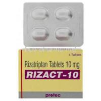 Rizact, Rizatriptan Benzoate  10  mg tablet and box