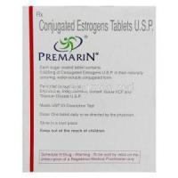 Premarin, Conjugated Estrogens 0.625 mg Tablet Box composition